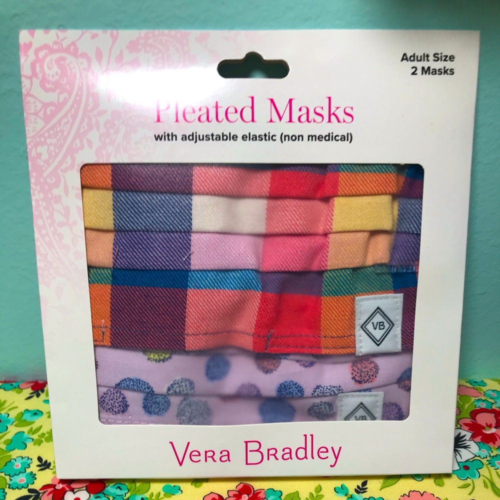 Vera Bradley pleated masks 2 pack Tropics plaid
